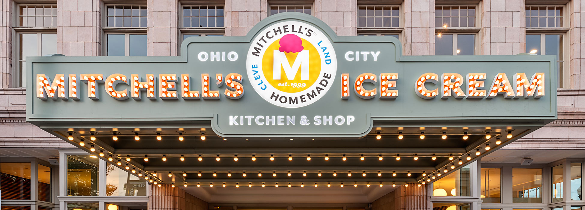 The marquee at Mitchell's Ice Cream in Ohio City.